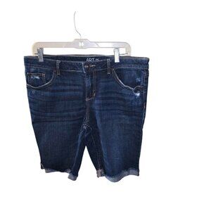 Apt. 9 Dark Blue Distressed Denim Shorts Cuffed